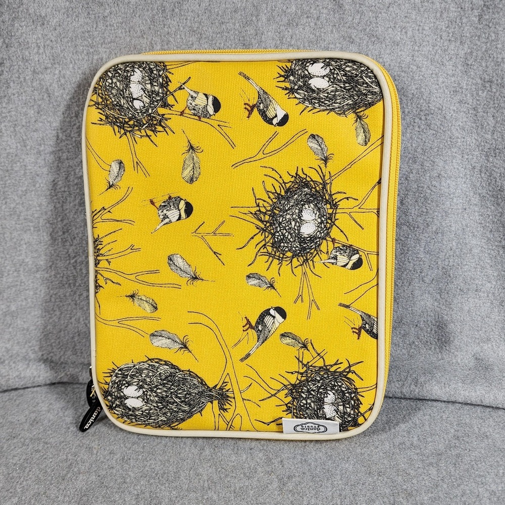 Danica Studio Yellow Birds Nests Laptop Tablet Sleeve Case Padded Quilted Lining